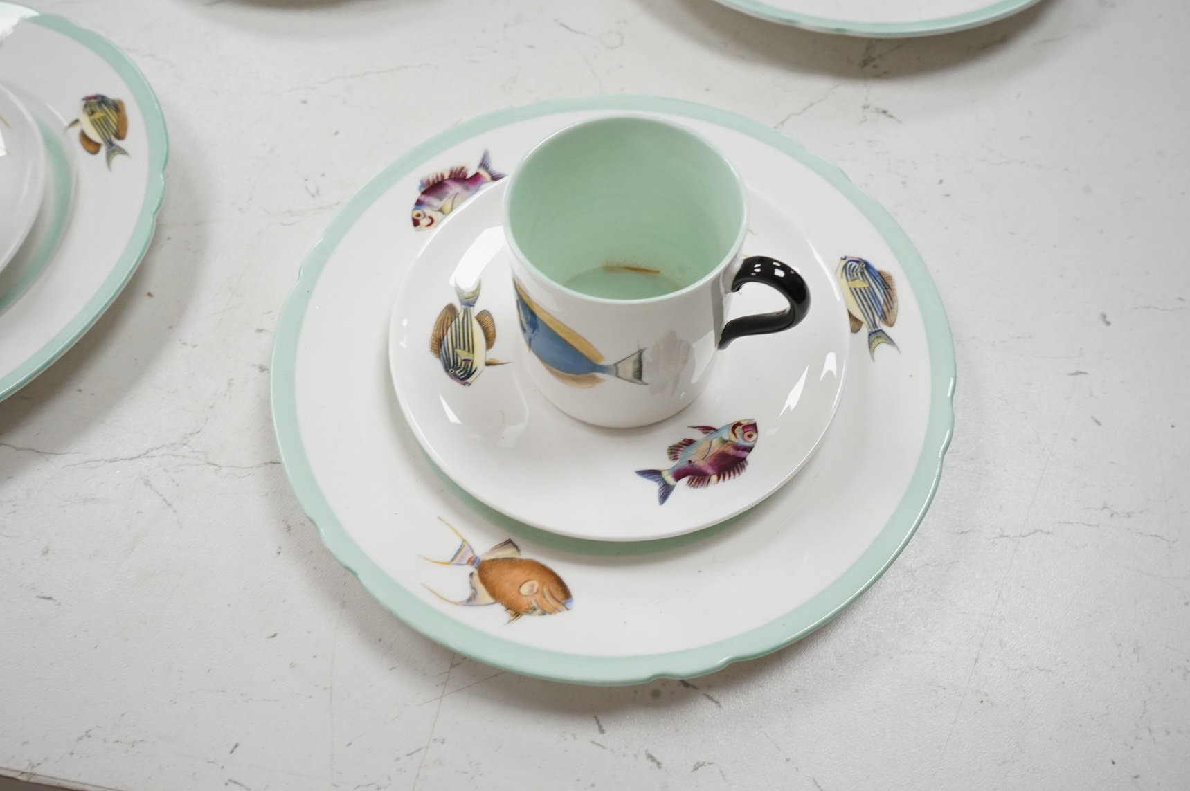 Shelley for the Rowland Ward Nairobi store, an exotic fish design part dinner and coffee service, original retail receipt